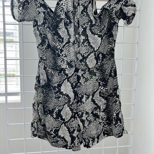 Missguided cutout shoulder snake print romper size S